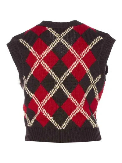 Guest In Residence Argyle Checked Wool And Cashmere-blend Vest In Red