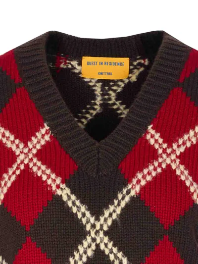 Guest In Residence Argyle Checked Wool And Cashmere-blend Vest In Red