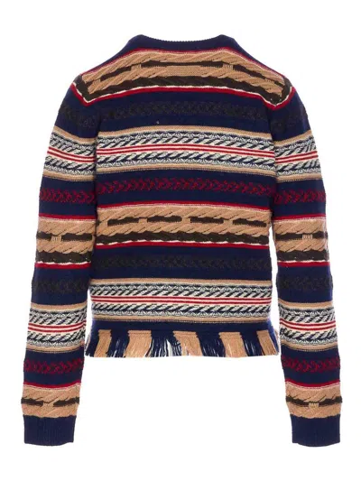 Guest In Residence Western Fringed Striped Wool And Cashmere-blend Sweater In Brown