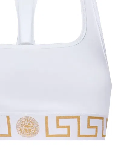 Versace Women's Jersey Logo Bra Top In White