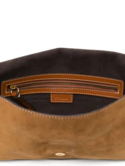 Staud Shoulder Bag With Adjustable Strap And Gold-tone Hardware In Brown