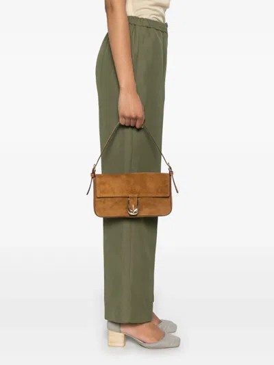 Staud Shoulder Bag With Adjustable Strap And Gold-tone Hardware In Brown