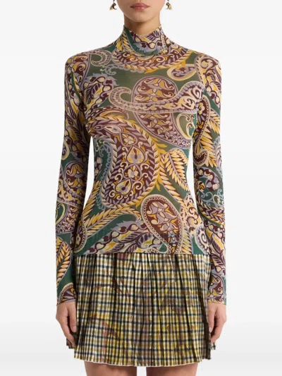 Etro Women High-neck Top With Paisley Pattern In Multi
