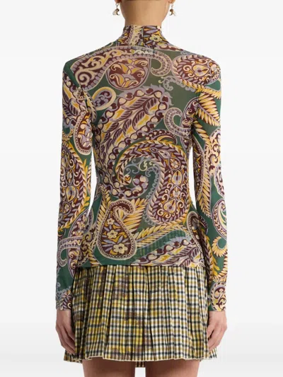 Etro Women High-neck Top With Paisley Pattern In Multi