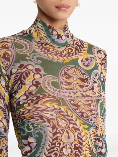 Etro Women High-neck Top With Paisley Pattern In Multi