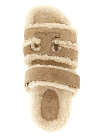 Tory Burch Ines Shearling Slides In Brown