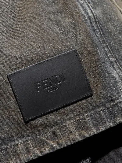 Fendi Denim Jacket With Collared Design And Pockets In Gray