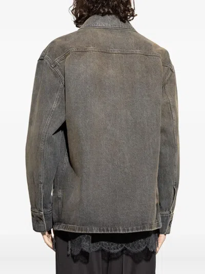 Fendi Denim Jacket With Collared Design And Pockets In Gray