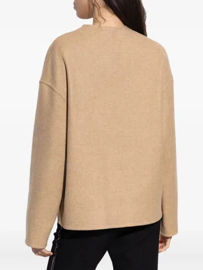 Versace Chic Round Neck Long Sleeve Jacket In Brown