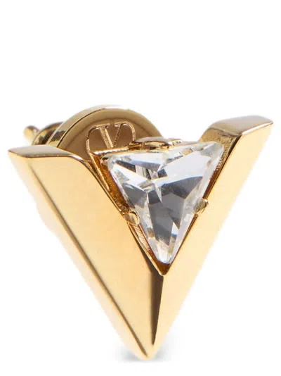 Valentino Triangular Crystal Stud Earrings In Gold