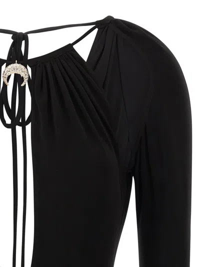 Marine Serre Stretch Viscose Bodysuit Keyhole Detail In Black