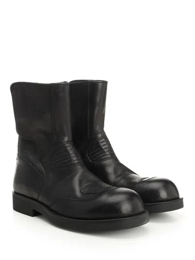 Mm6 Maison Margiela Leather Biker Boot In Black