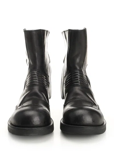 Mm6 Maison Margiela Leather Biker Boot In Black