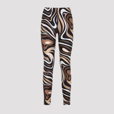 Pucci High-waisted Stretch Fit Ankle Length Leggings In Brown