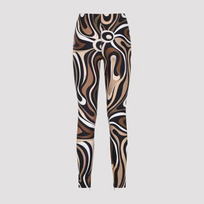 Pucci High-waisted Stretch Fit Ankle Length Leggings In Brown