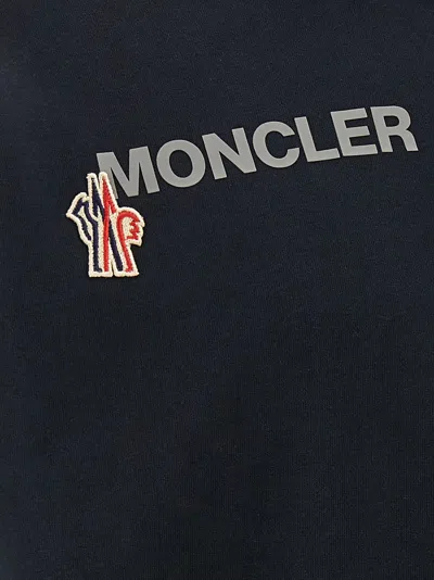 Moncler Grenoble Logo Embroidered Long-sleeved Hoodie In Black