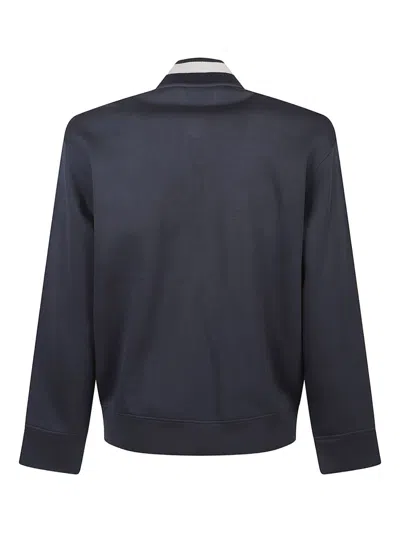 Emporio Armani Logo Zip-up Sweatshirt Featuring Front Pockets In Blue