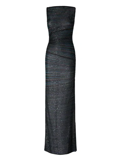 Missoni Strapless Maxi Sequin Dress Striped In Black