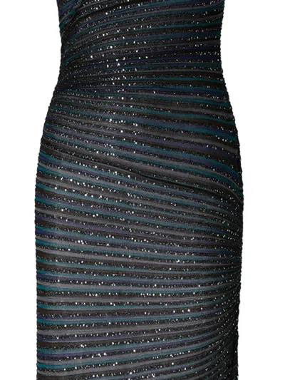 Missoni Strapless Maxi Sequin Dress Striped In Black