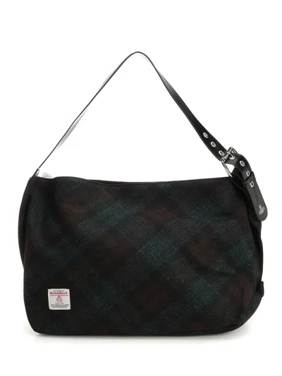 Vivienne Westwood Maxime Large Shoulder Bag Harris Tweed Check Dark-check