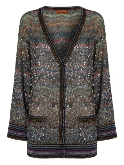 Missoni Chevron Patterned Button Cardigan In Multi