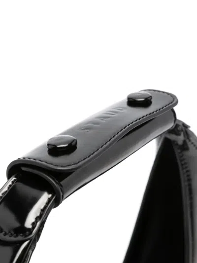 Staud Crescent Moon-shaped Mini Bag In Polished Black Leather