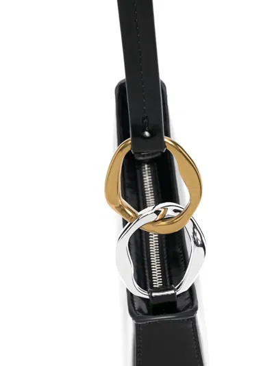 Staud Curved Rectangular Black Shoulder Handbag With Chain Link Strap In Black