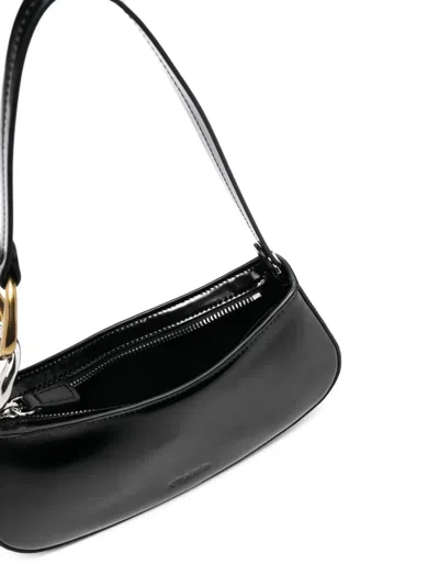Staud Curved Rectangular Black Shoulder Handbag With Chain Link Strap In Black