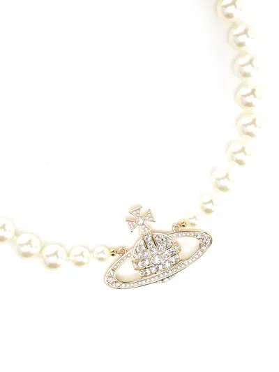 Vivienne Westwood One Row Pearl Bas Relief Jewelry Gold In Gold