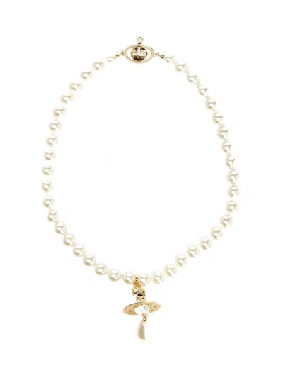 Vivienne Westwood One Row Pearl Drop Choke Jewelry Gold In Gold