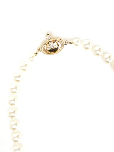 Vivienne Westwood One Row Pearl Drop Choke Jewelry Gold In Gold