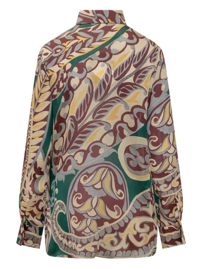 Etro Women Paisley-print Silk Shirt In Brown