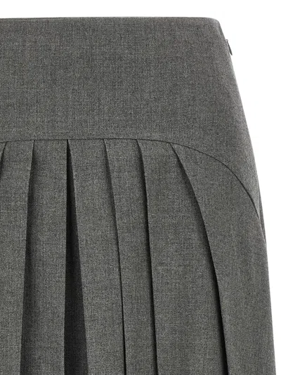 Jil Sander Asymmetric High Waist Pleated Skirt In Gray