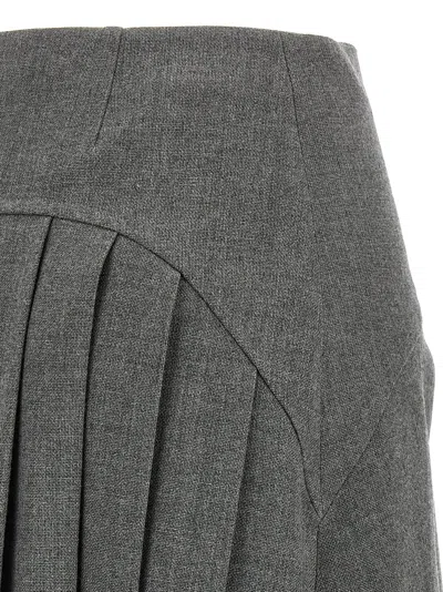 Jil Sander Asymmetric High Waist Pleated Skirt In Gray