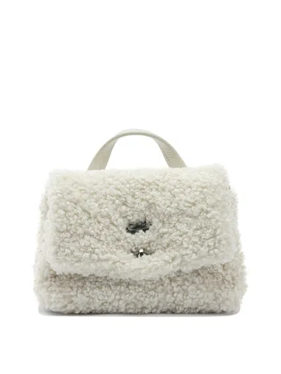 Zanellato Small Postina Shearling Top Handle Bag In White