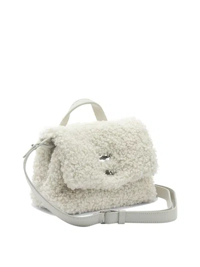 Zanellato Small Postina Shearling Top Handle Bag In White