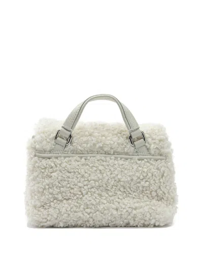 Zanellato Small Postina Shearling Top Handle Bag In White