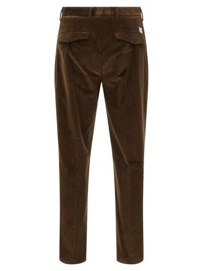 Department Five Pleat Logo-patch Trousers In Brown