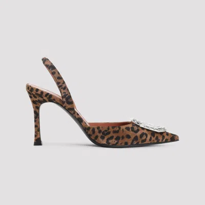 Amina Muaddi Leopard Print Pointed Toe Heels In Animal Print