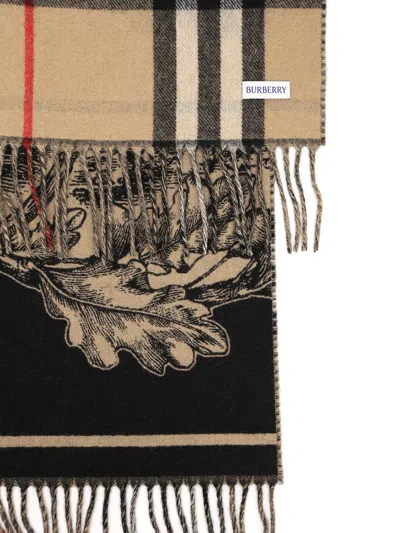 Burberry Reversible Cashmere Scarf Scarves And Foulards Beige In Neutral