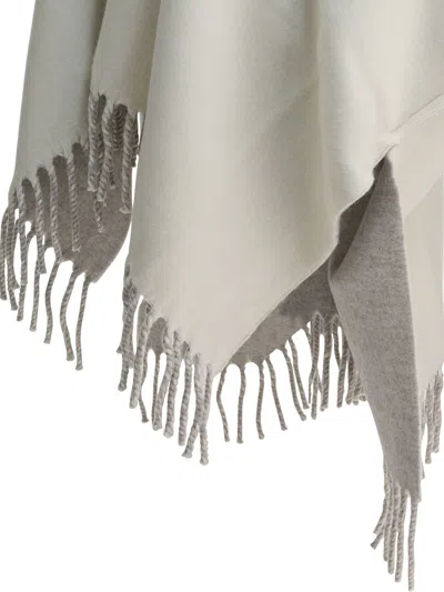 Brunello Cucinelli Reversible Wool And Cashmere Cape Coats Grey In Gray