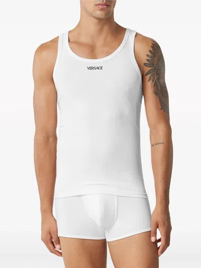 Versace Ribbed Top With Embroidery In White