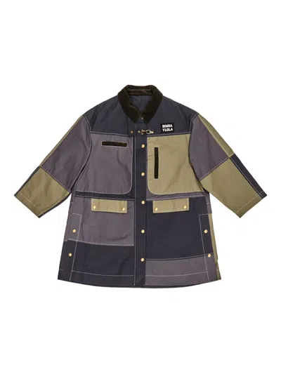 Bimba Y Lola Multicolor Patchwork Midi Trench In Blue