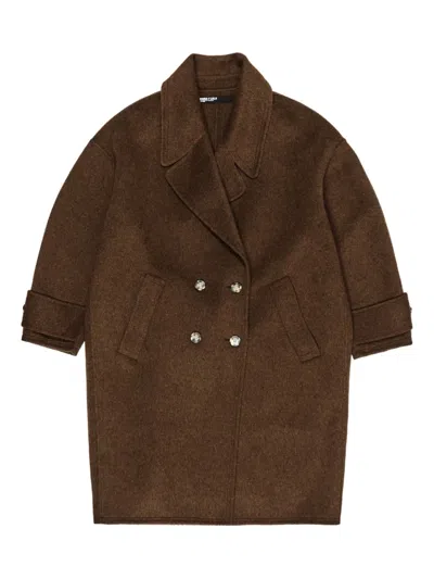 Bimba Y Lola Double-face Maxi Lapel Coat In Brown
