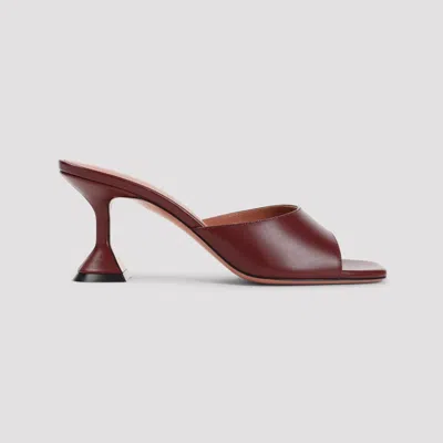 Amina Muaddi Wine Red Nappa Leather Lupita 70 Slippers In Burgundy