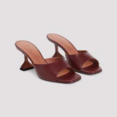 Amina Muaddi Wine Red Nappa Leather Lupita 70 Slippers In Burgundy