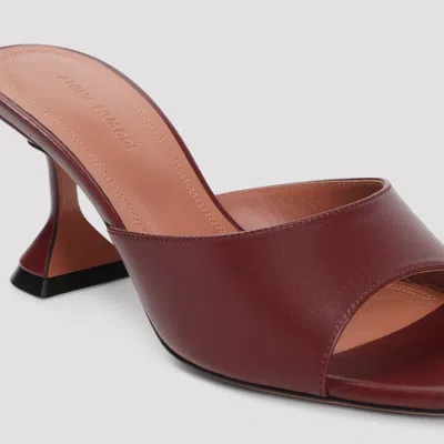 Amina Muaddi Wine Red Nappa Leather Lupita 70 Slippers In Burgundy