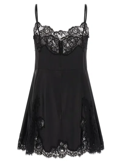 Dolce & Gabbana Satin And Lace Dress Dresses Black In Multi