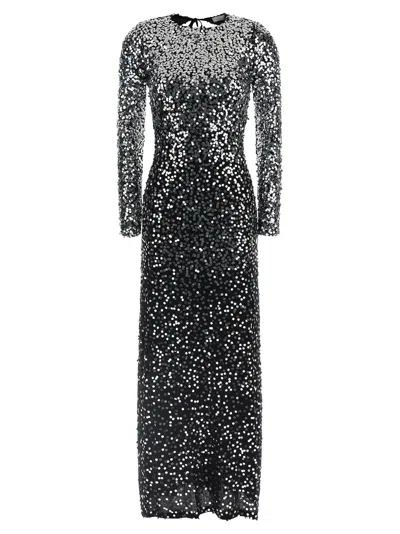 Rabanne Womens Black Sequin Second-skin Jersey Maxi Dress In Black