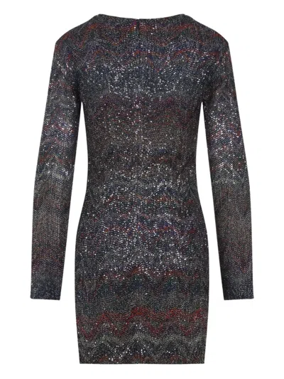 Missoni Zigzag Knit Sequinned Mini Dress In Multi